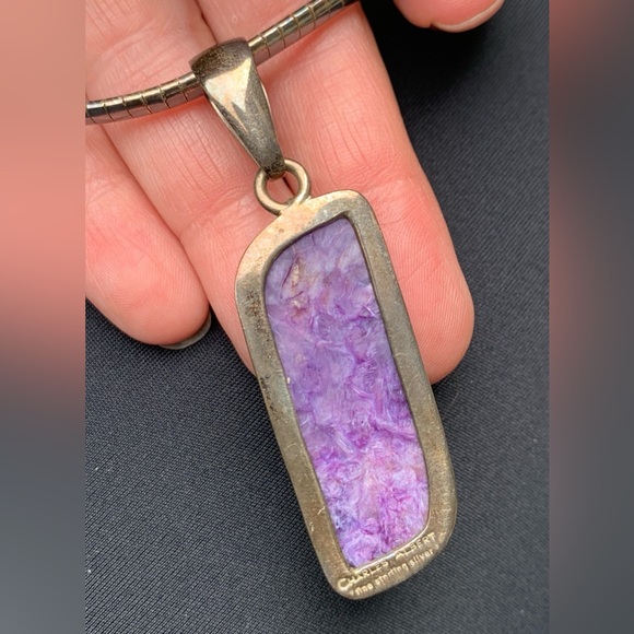Charles Albert Purple Stone & Sterling Silver Necklace Pendant Earring 925 Italy - Picture 2 of 10